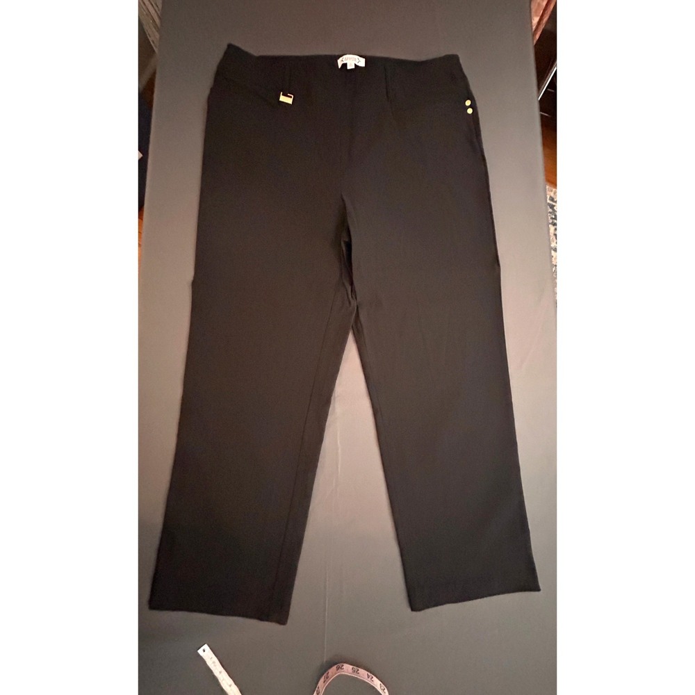Nanette Lepore Black Gold Hardware Dress Pants XL Stretch Trousers EUC